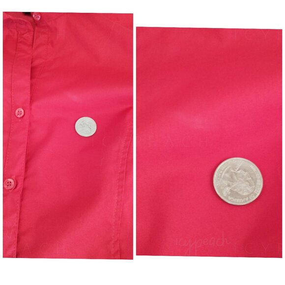 George Button Down Shirt Medium Red Top Classic Lagenlook Preppy Coastal Grandma - Picture 8 of 14